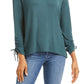Style & Co Women's Drawstring Tie-Cuff Top Green Size Medium