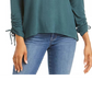 Style & Co Women's Drawstring Tie-Cuff Top Med Green Size Large