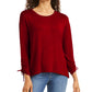 Style & Co Women's Petite Drawstring Tie-Cuff Top Red Size PP