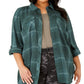 Style & Co Women's Plus Size Plaid Utility Shirt Green Size 1X