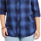 Style & Co Women's Plus Size Plaid Utility Shirt  Blue Size 3 Extra Large