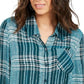 Style & Co Women's Plaid One-Pocket Shirt Green Size X-Small