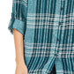 Style & Co Women's Plaid One-Pocket Shirt Green Size X-Small