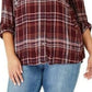 Style & Co Women's Plus Size Plaid Utility Shirt Berry Size 3 Extra Large