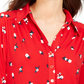 Charter Club Women's 3/4 Sleeve Printed Polo Top Red Size X-Small