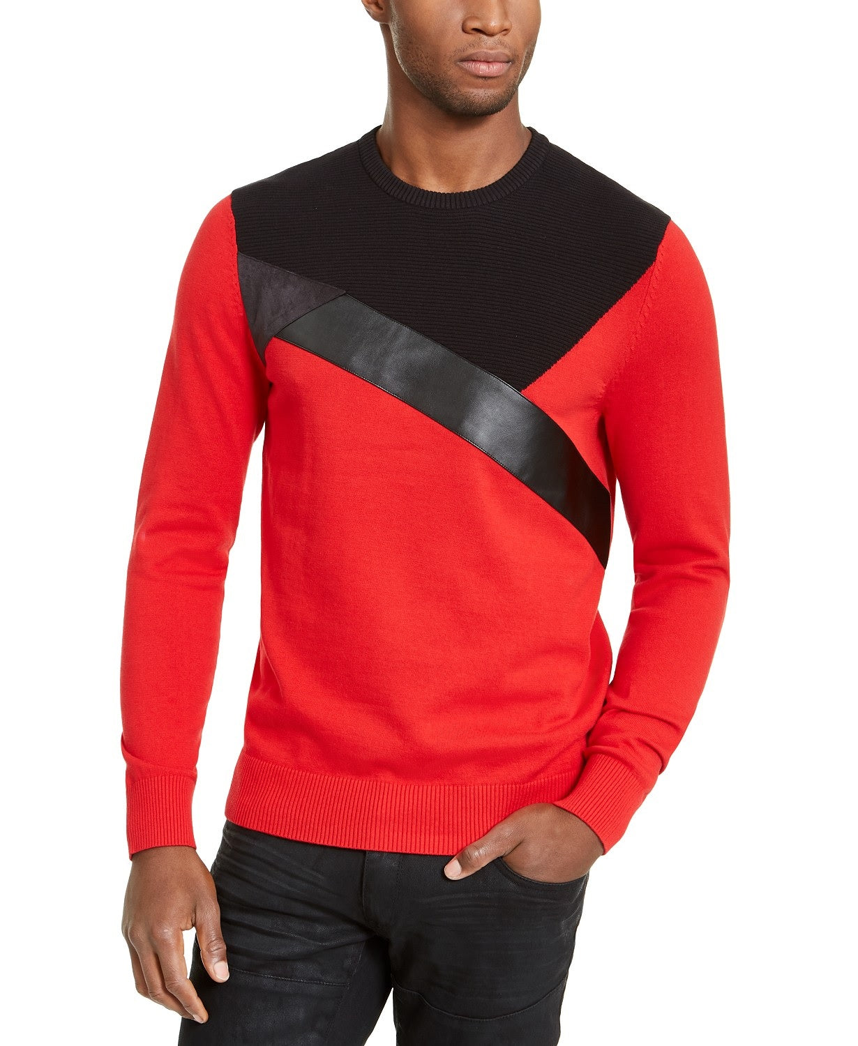INC International Concepts Men's Colorblocked Sweater Medium Red Size Extra Large