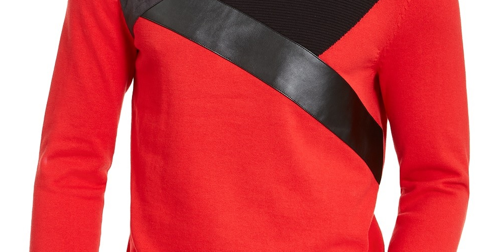 INC International Concepts Men's Colorblocked Sweater Medium Red Size Extra Large