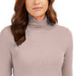 Charter Club Women's Heathered Ribbed Turtleneck Top Pink Size X-Large