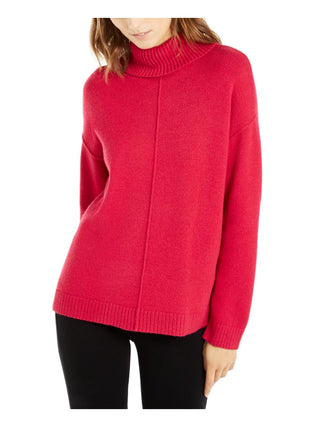 Alfani Women's Dropped-Shoulder Turtleneck Claret Rose Size Large