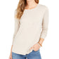 Style & Co Women's Long-Sleeve Crewneck Top Beige Size Petite