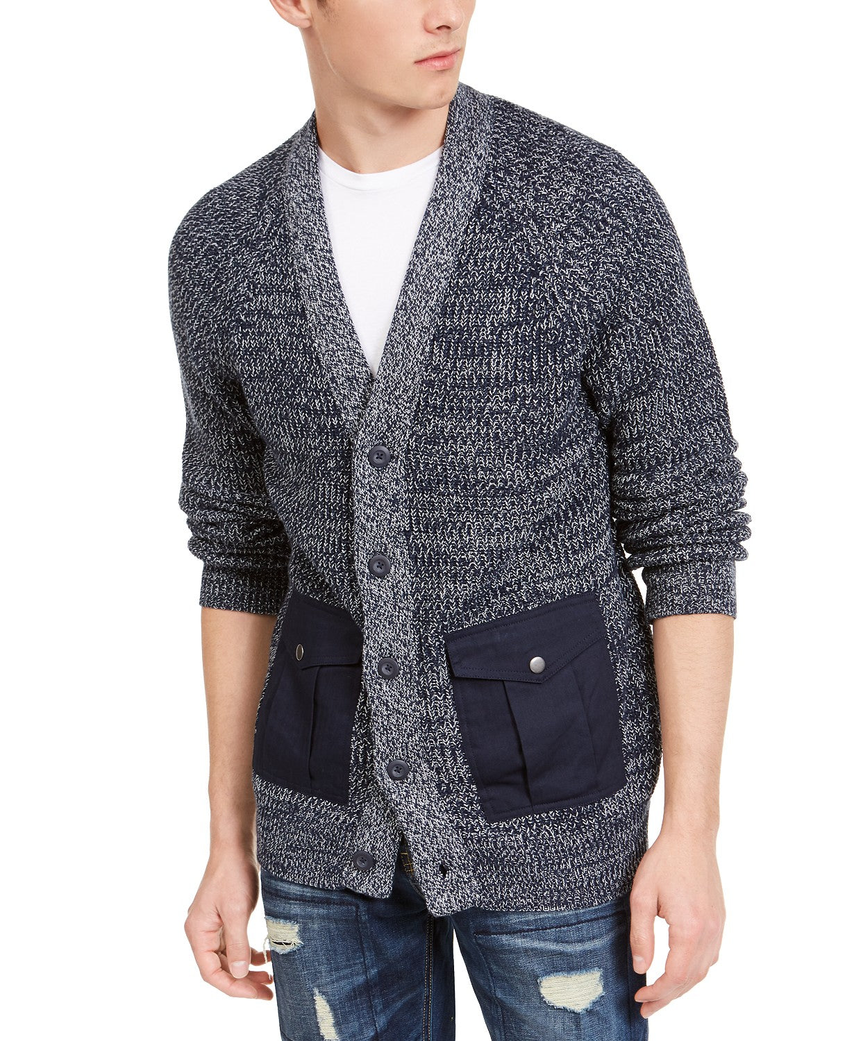 American Rag Men's Textured Cardigan Blue Size Medium