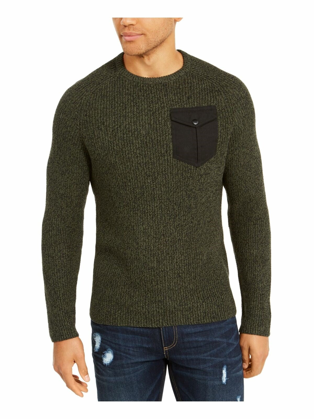American Rag Men's Crewneck Pocket Sweater Green Size Medium