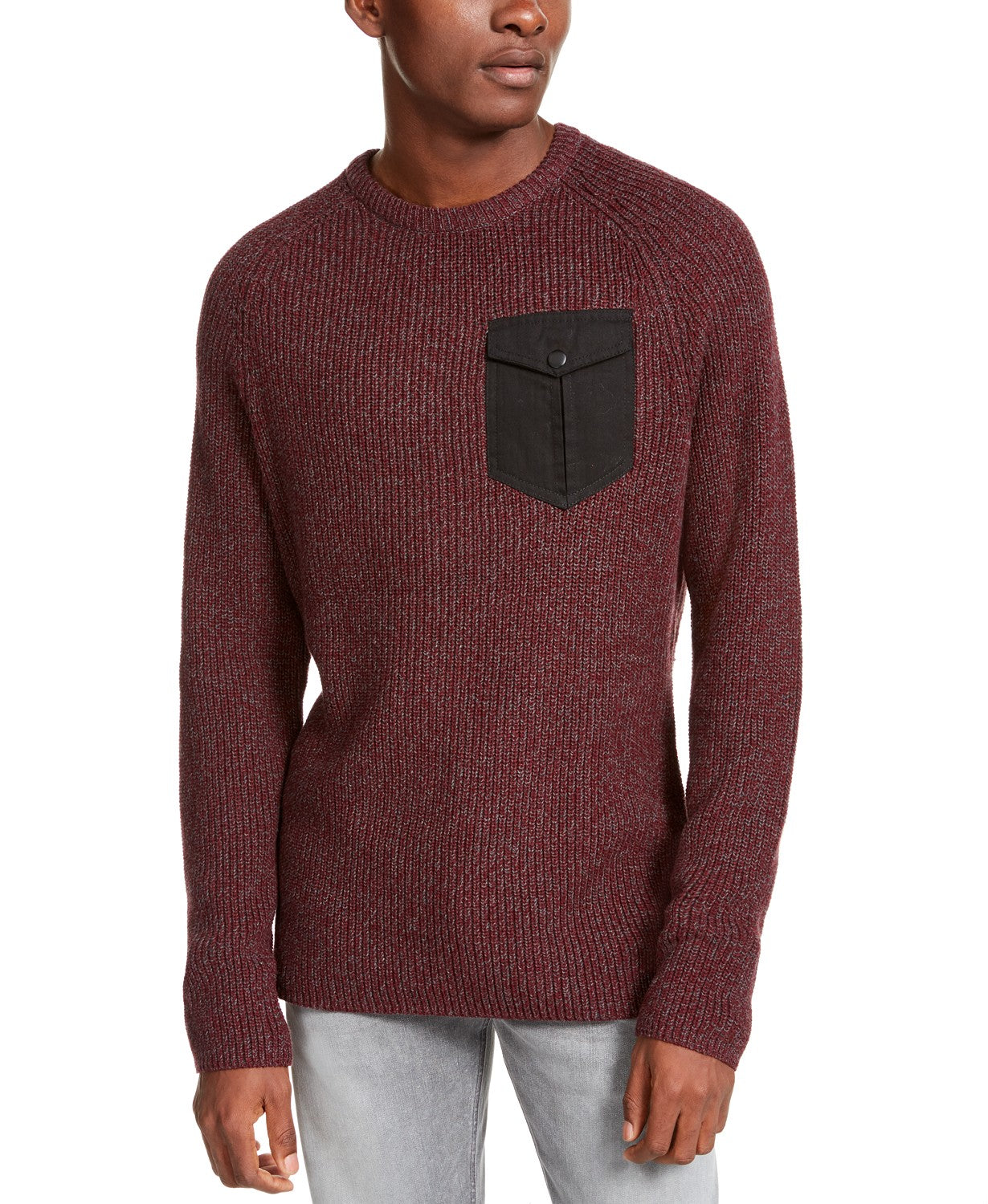 American Rag Men's Crewneck Pocket Sweater Wine Size Large