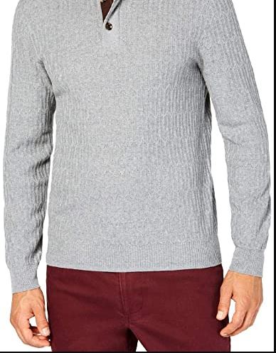 Tasso Elba Men's Check Sweater Grey Size Small
