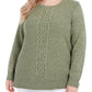 Karen Scott Women's Cable-Knit Panel Sweater Green Size Large