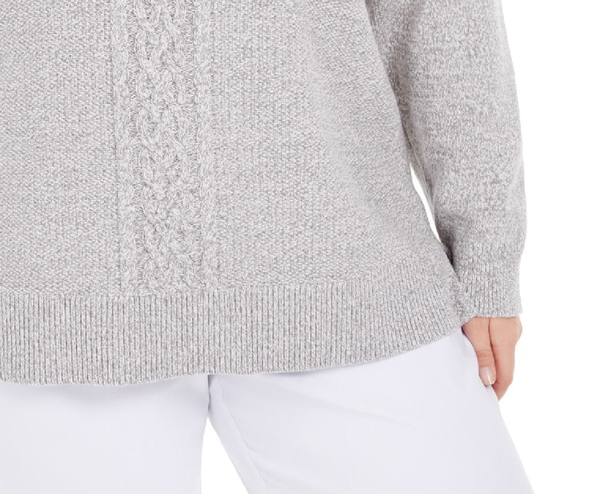 Karen Scott Women's Cable-Knit Panel Sweater Gray Size Small