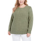 Karen Scott Women's Cable-Knit Panel Sweater Green Size Medium