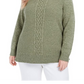 Karen Scott Women's Cable-Knit Panel Sweater Green Size Medium