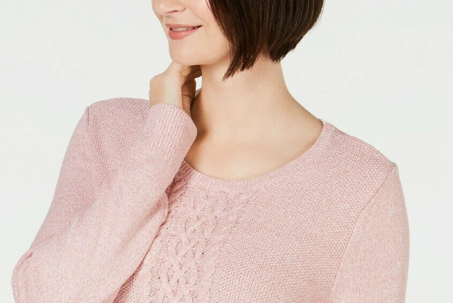 Karen Scott Wome's Cable-Knit Panel Sweater  Purple Size Large