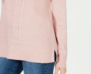 Karen Scott Women's Cable-Knit Panel Sweater Ks Tea Rose Mrl Size Extra Large