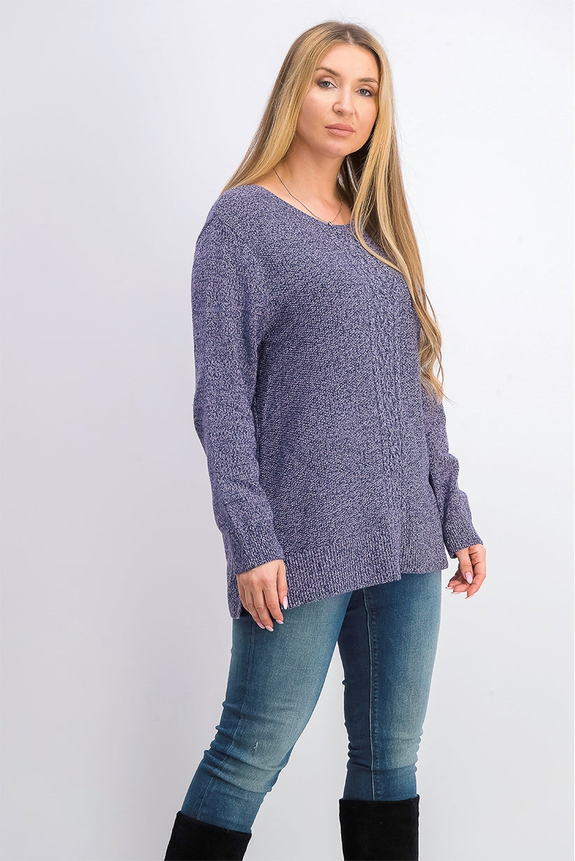 Karen Scott Women's Cable-Knit Panel Sweater Med Purple Size 2 Extra Large