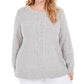 Karen Scott Women's Plus Size Cable-Knit Panel Sweater Med Gray Size 1X