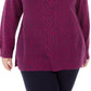 Karen Scott Women's Plus Size Cable-Knit Panel Sweater Pink Size Extra Large