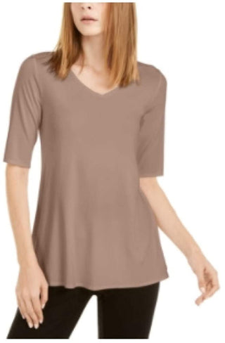 Alfani Women's V-Neck Swing Tunic Pottery Clay Size Small