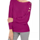 JM Collection Women's Button Sleeve Sweater Purple Size XX-Large