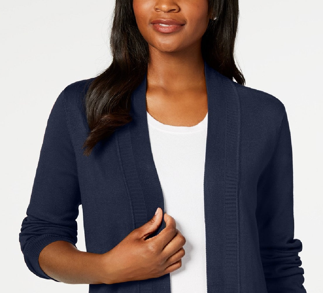 Karen Scott Women's Open-Front Cardigan Navy Size Extra Small