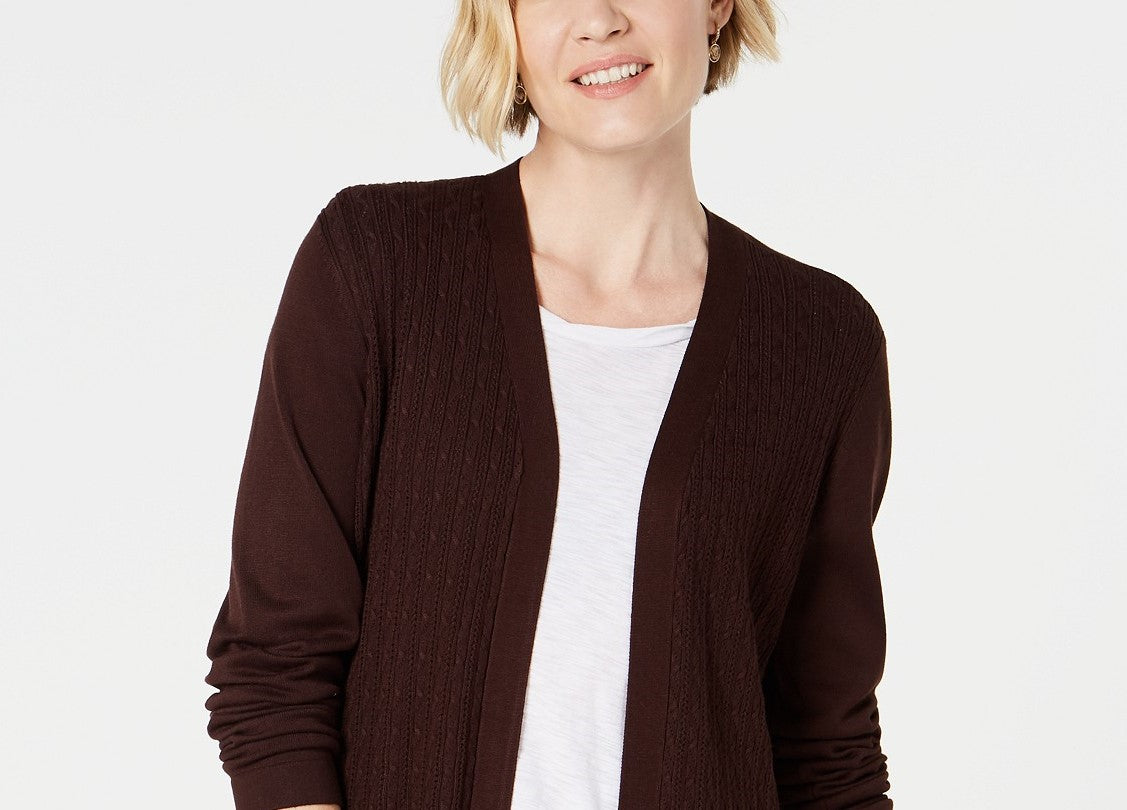 Karen Scott Women's Open-Front Cardigan Blue Size Small