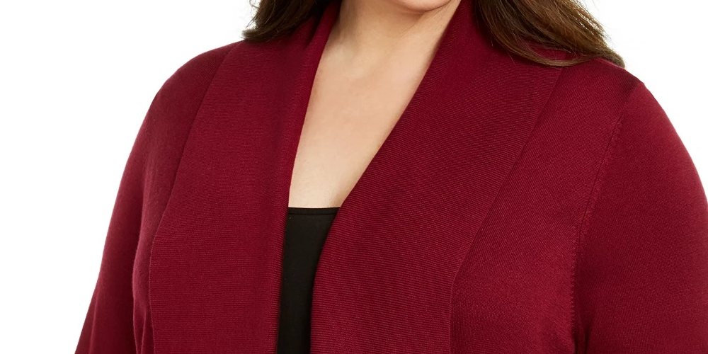 Karen Scott Women's Open Front Cardigan Sweater Medium Red Size 3X