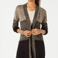 Karen Scott Women's Colorblocked Open-Front Cardigan Brown Size Extra Large