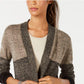 Karen Scott Women's Colorblocked Open-Front Cardigan Brown Size Extra Large