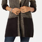 Karen Scott Women's Colorblocked Open-Front Cardigan Brown Size Extra Large