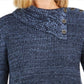 Style & Co Women's Envelope Neck Kangaroo Pocket Knit Sweater Blue Size Extra Small