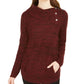 Style & Co Women's Envelope Neck Kangaroo Pocket Knit Sweater Dark Red Size Large