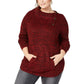 Style & Co Women's Petite Envelope-Neck Sweater Red 2 Extra Large