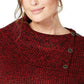 Style & Co Women's Petite Envelope-Neck Sweater Red 2 Extra Large
