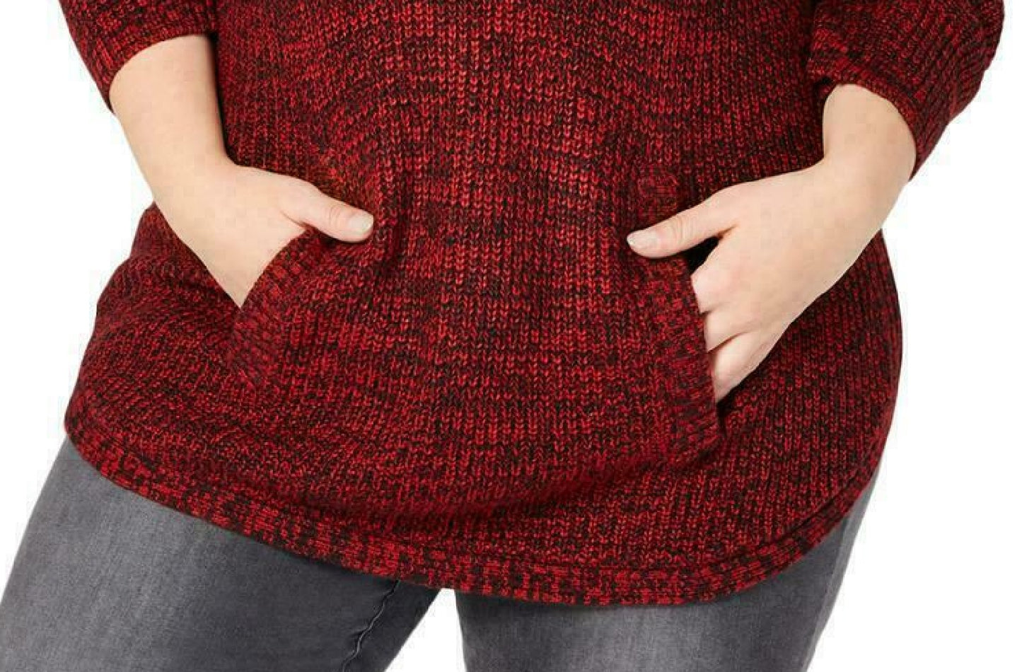 Style & Co Women's Petite Envelope-Neck Sweater Red 2 Extra Large