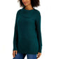Style & Co Women's Envelope Neck Sweater Green Size -Petite Small