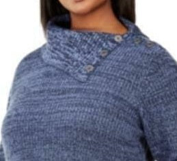 Style & Co Women's Plus Size Button-Trim Sweater Blue Size XX-Large