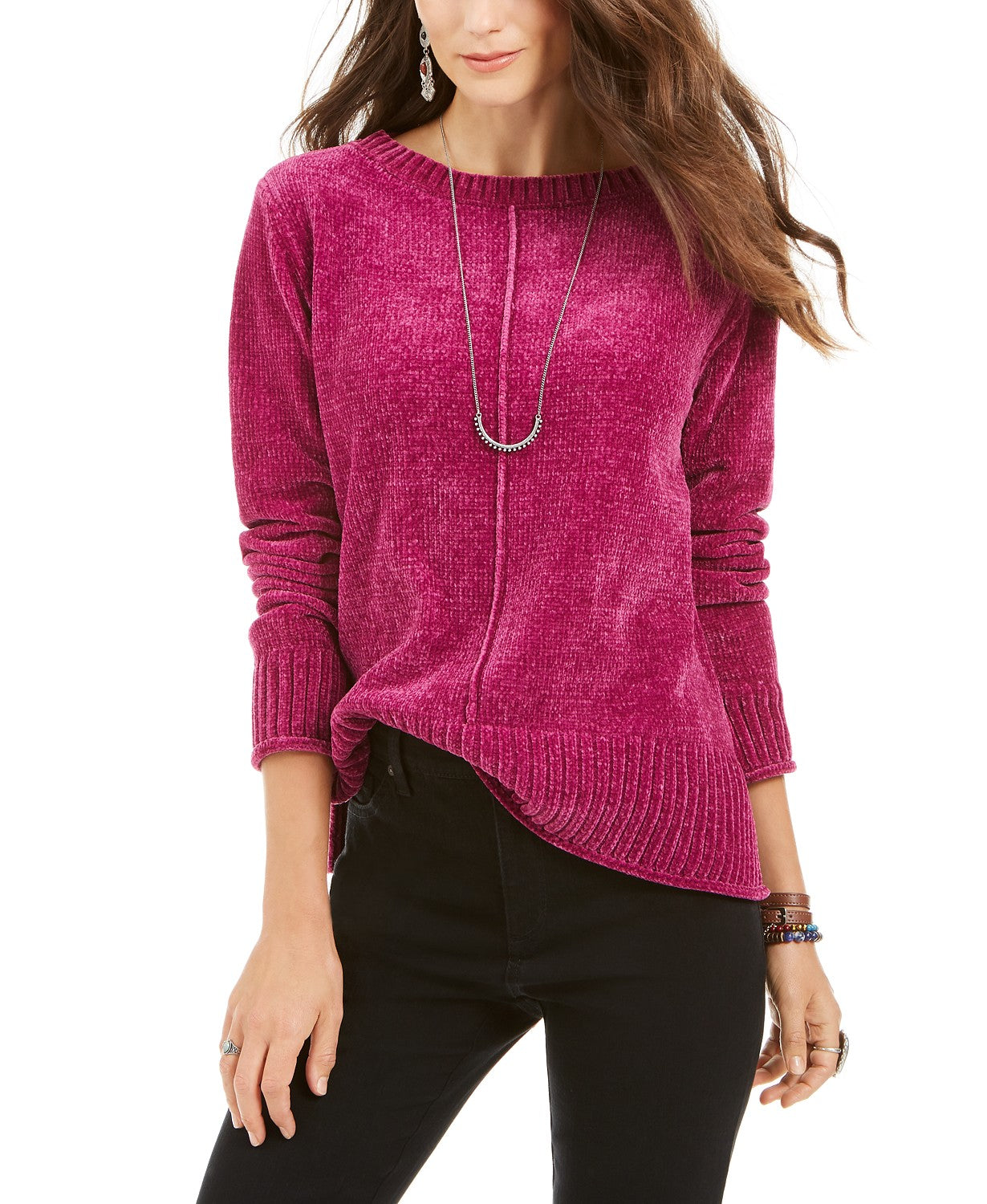 Style & co Women's Petite Chenille Sweater Pink Size Petite
