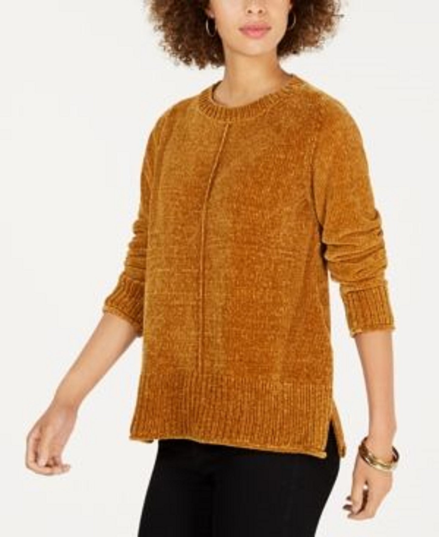 Style & Co Women's Petite Chenille Sweater Yellow Size Petite