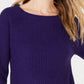 Style & Company Women's Purple Textured Long Sleeve Jewel Neck Sweater Purple Size Petite Small