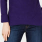 Style & Company Women's Purple Textured Long Sleeve Jewel Neck Sweater Purple Size Petite Small