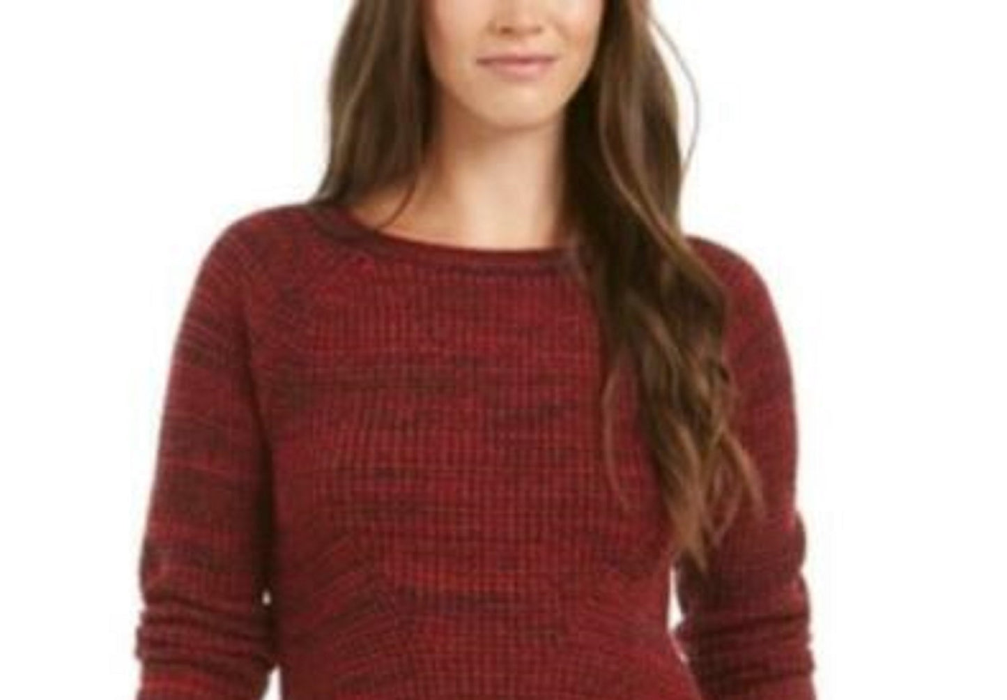 Style & Co Women's Petite Marled-Knit Sweater Red Size Petite