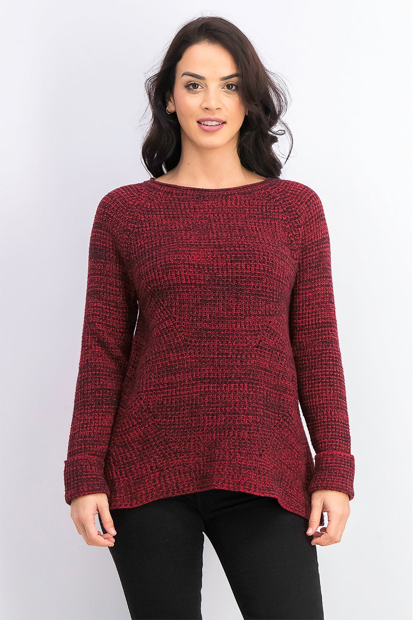 Style & Co Women's Petite Marled-Knit Sweater Red Size Petite Small