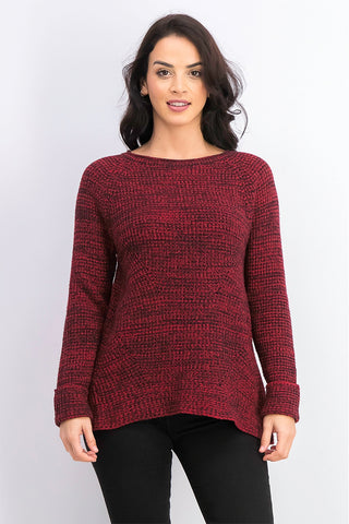 Style & Co Women's Petite Marled-Knit Sweater Red Size Petite Small