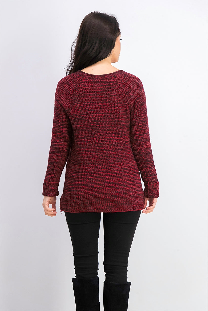 Style & Co Women's Petite Marled-Knit Sweater Red Size Petite Small